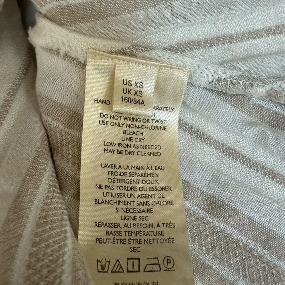 Free People By My Side Top cotton/linen blend Striped Tie High Low Blouse Sz XS